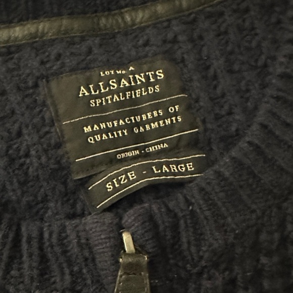 All Saints Full Zip Cable Crewneck Sweater - Picture 2 of 7